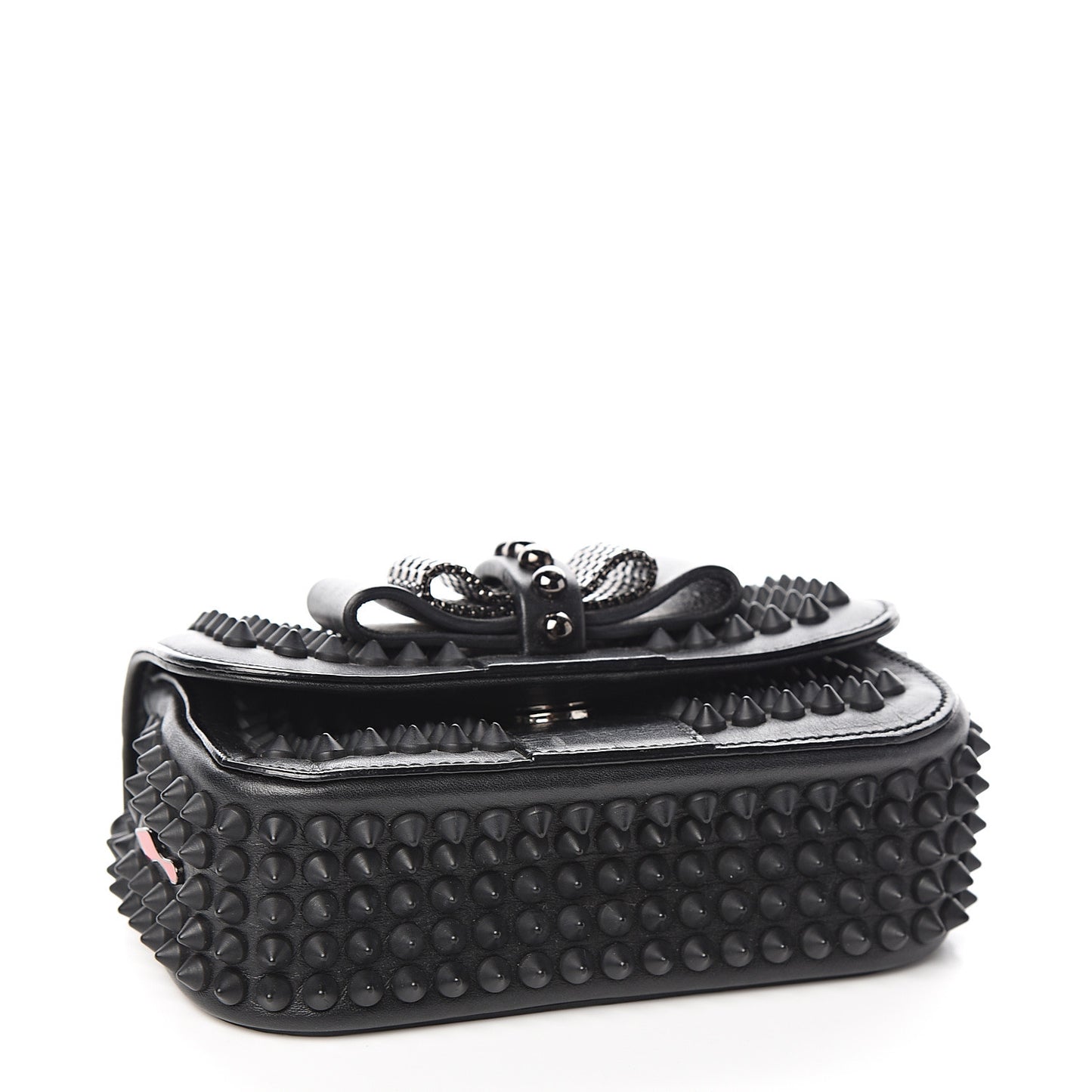 Calfskin Spikes Sweety Charity Crossbody Bag Black