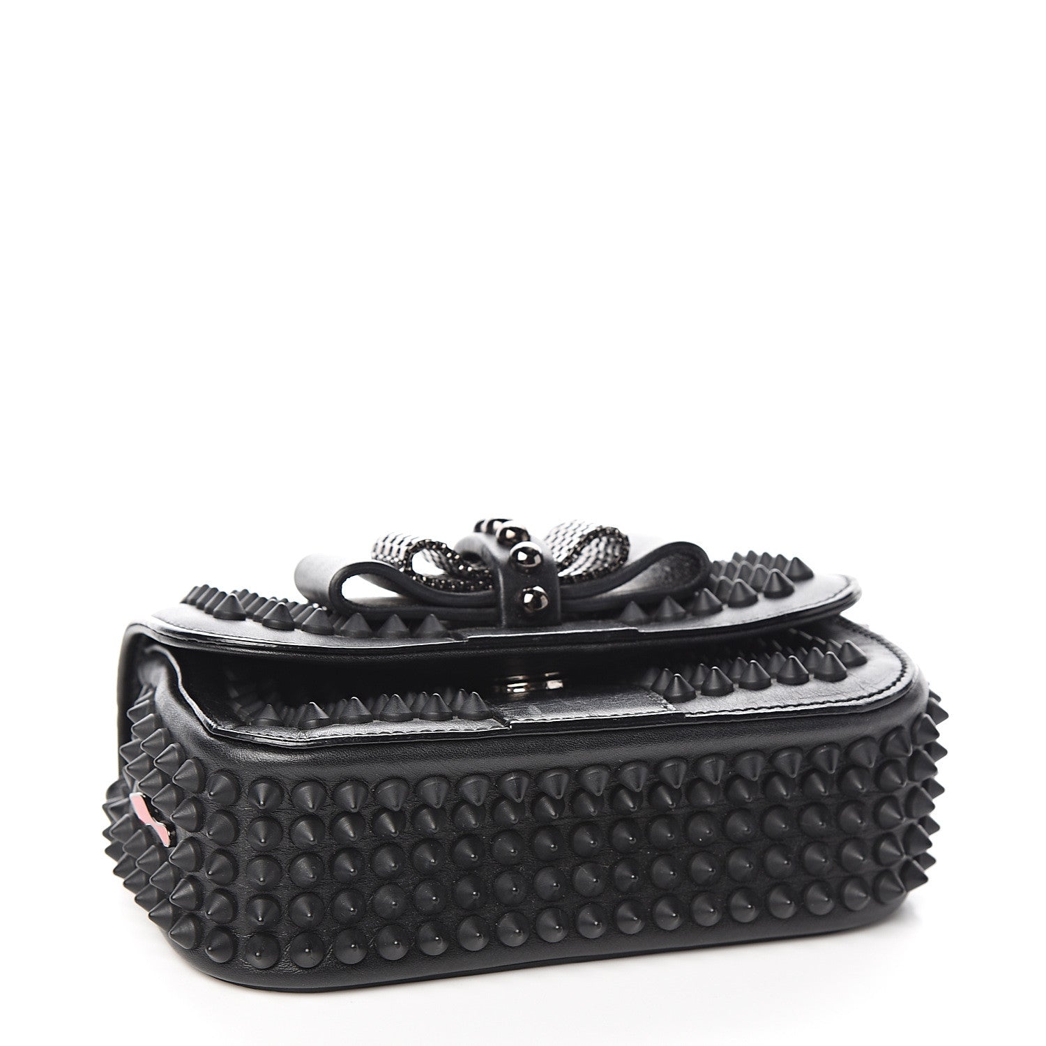 Christian Louboutin Calfskin Spikes Sweety Charity Crossbody Bag Black 3 of 10
