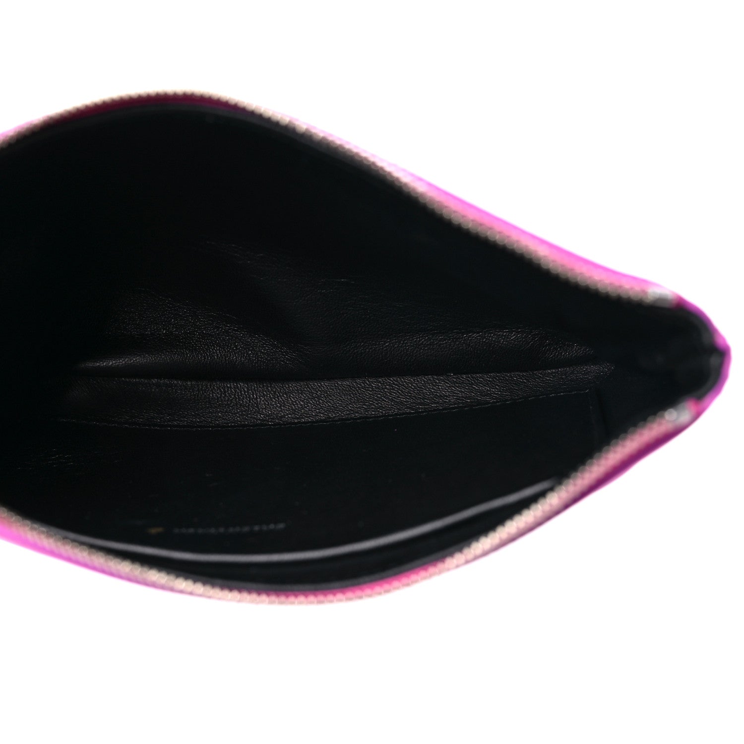 Balenciaga Metallic Goatskin Logo Large Everyday Zip Pouch Rose Fuchsia Black 5 of 8