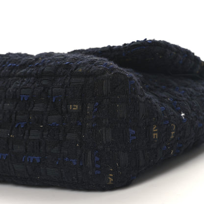 Chanel Tweed Quilted Large Chanel 19 Flap Black Navy Gold 10 of 10