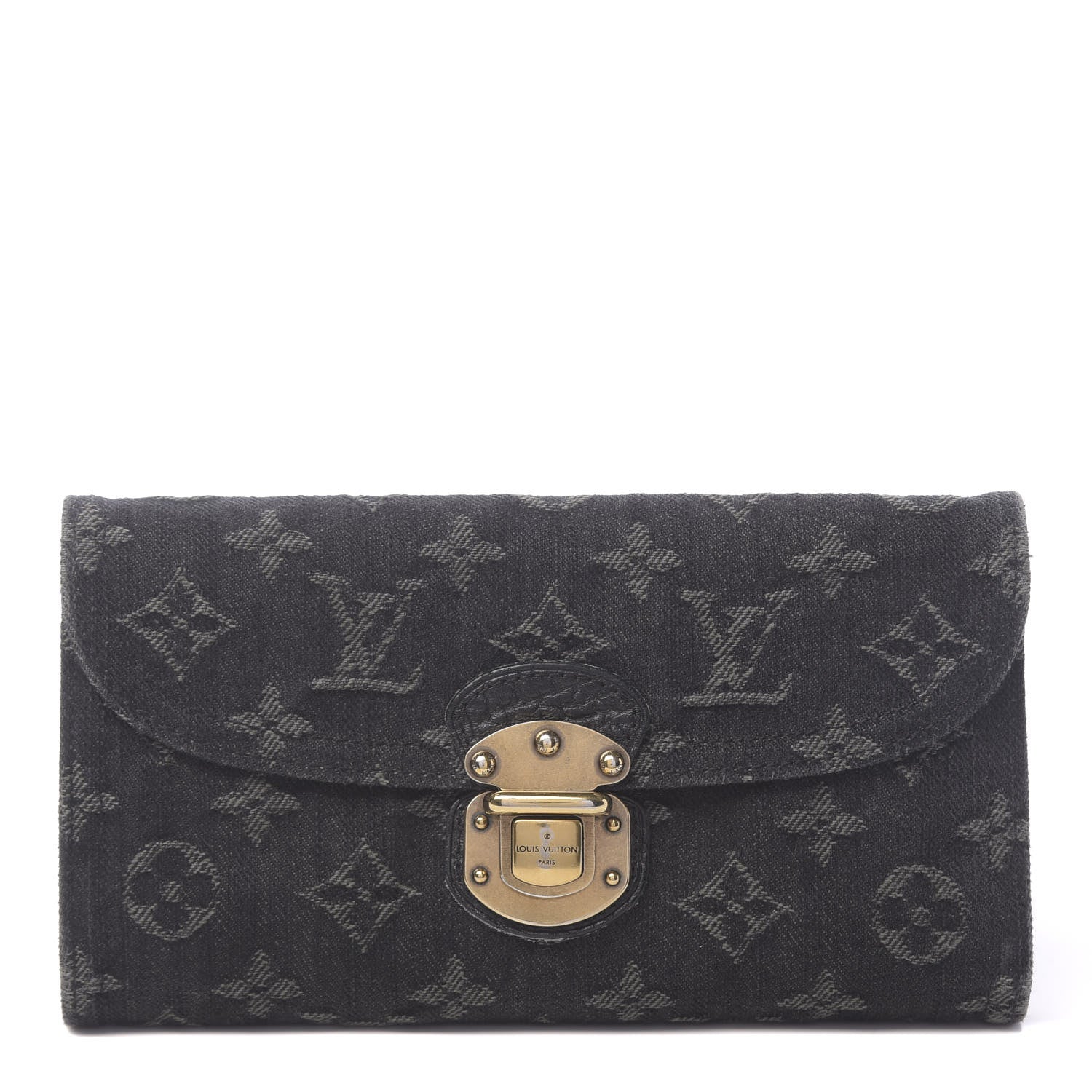 Louis Vuitton Denim Amelia Wallet Black 1 of 8