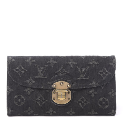 Louis Vuitton Denim Amelia Wallet Black 1 of 8