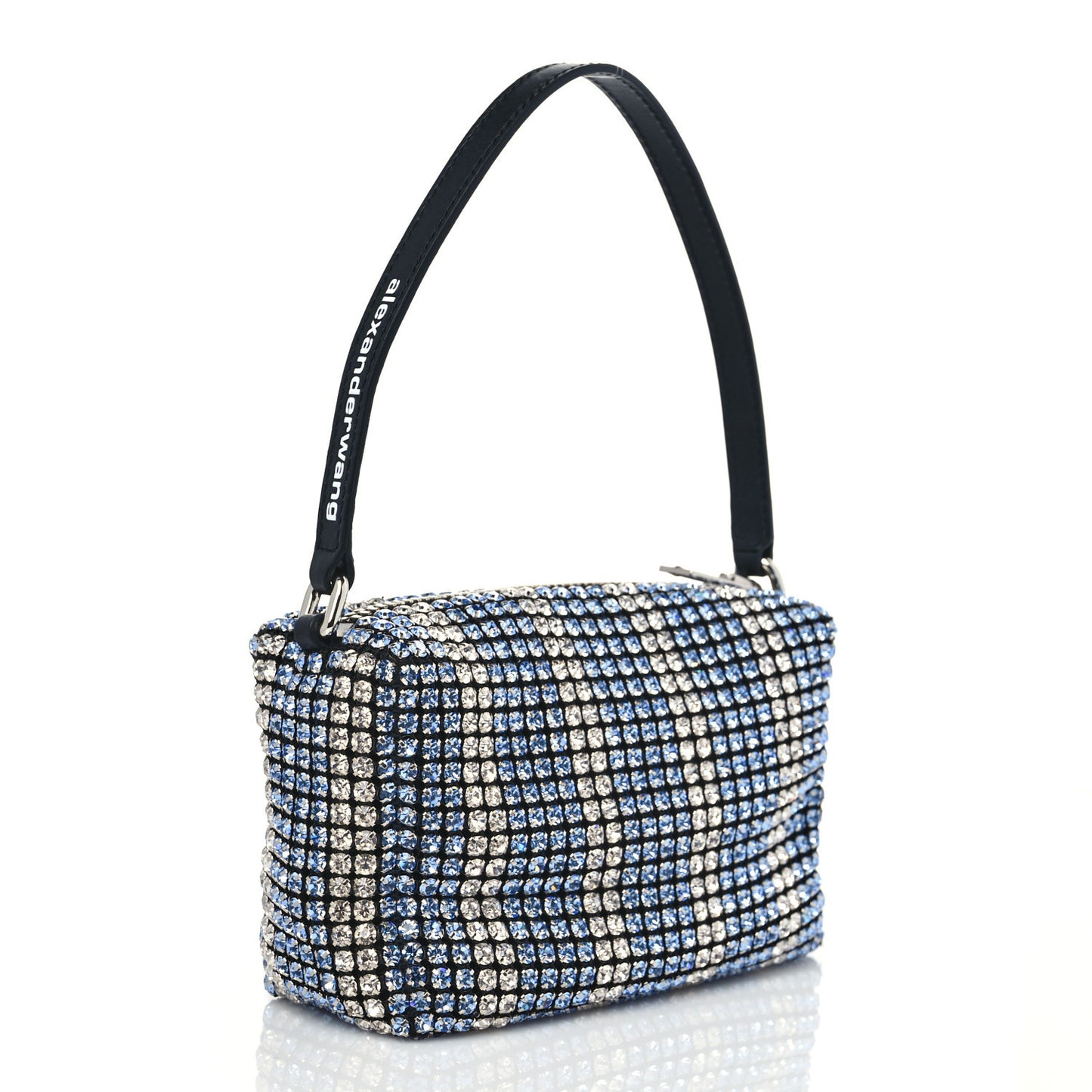 Mesh Crystal Rhinestone Mini Heiress Pouch Blue Light