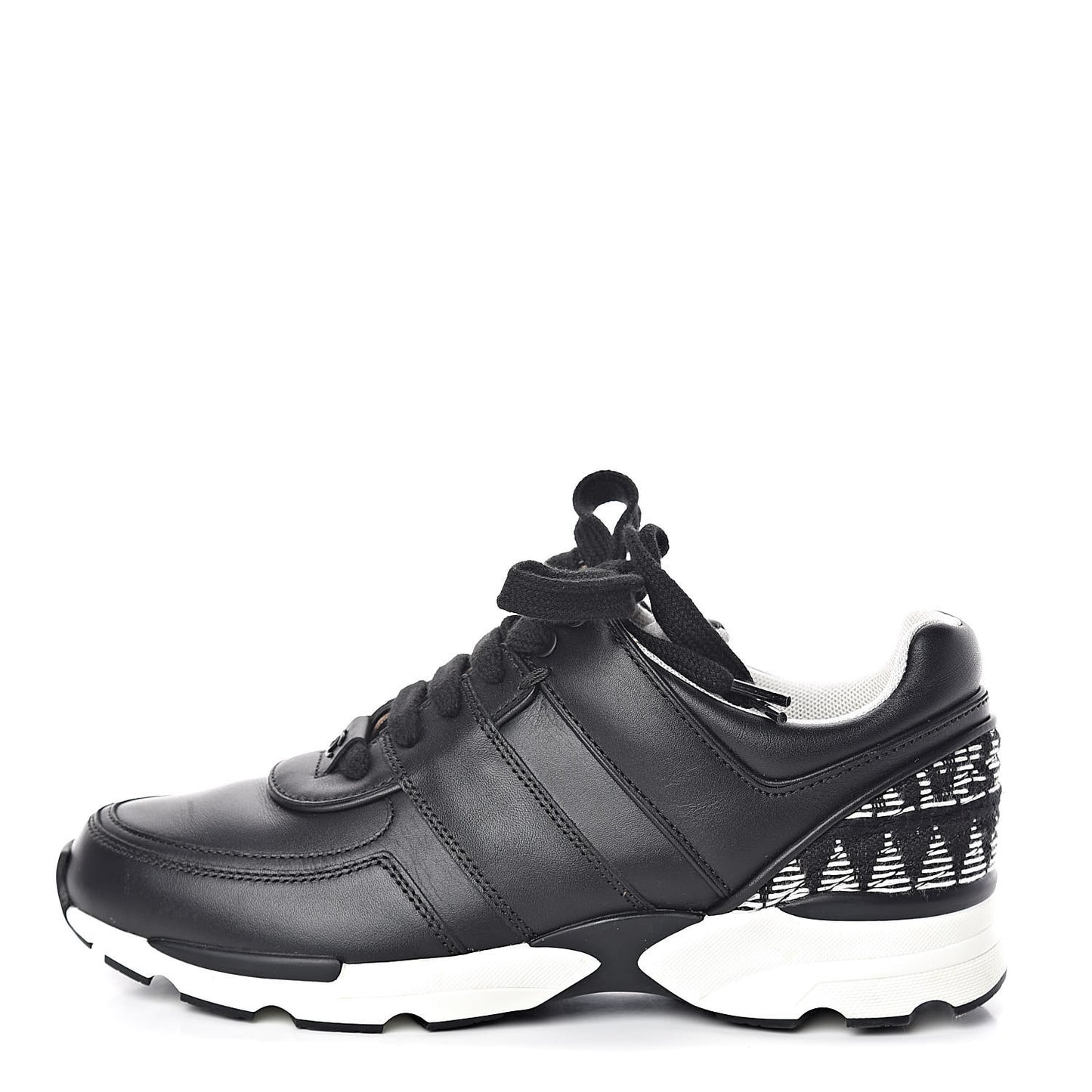 Calfskin Tweed CC Sneakers 37 Black White