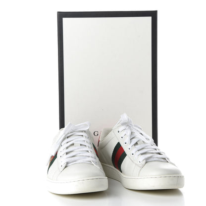 Gucci Calfskin Ayers Bee Embroidered Womens Ace Sneakers 38 White Green 10 of 10
