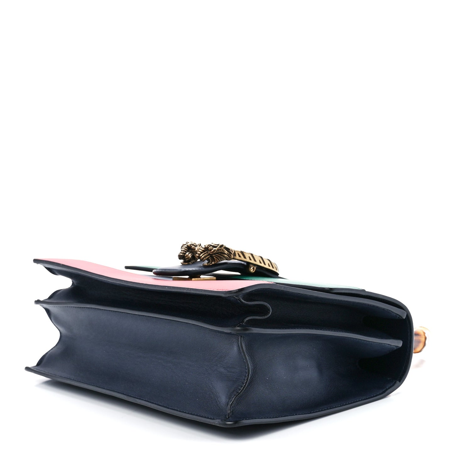 Moon Calfskin Bamboo Web Medium Dionysus Top Handle Bag Blue Emerald Hibiscus Red