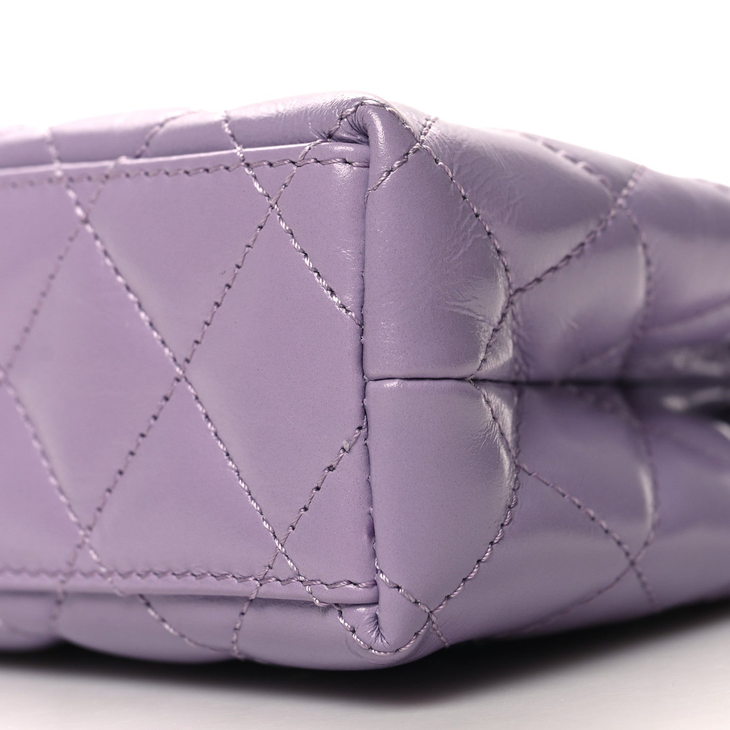 Chanel Shiny Aged Calfskin Quilted Nano Kelly Shopper Lilac 10 of 11