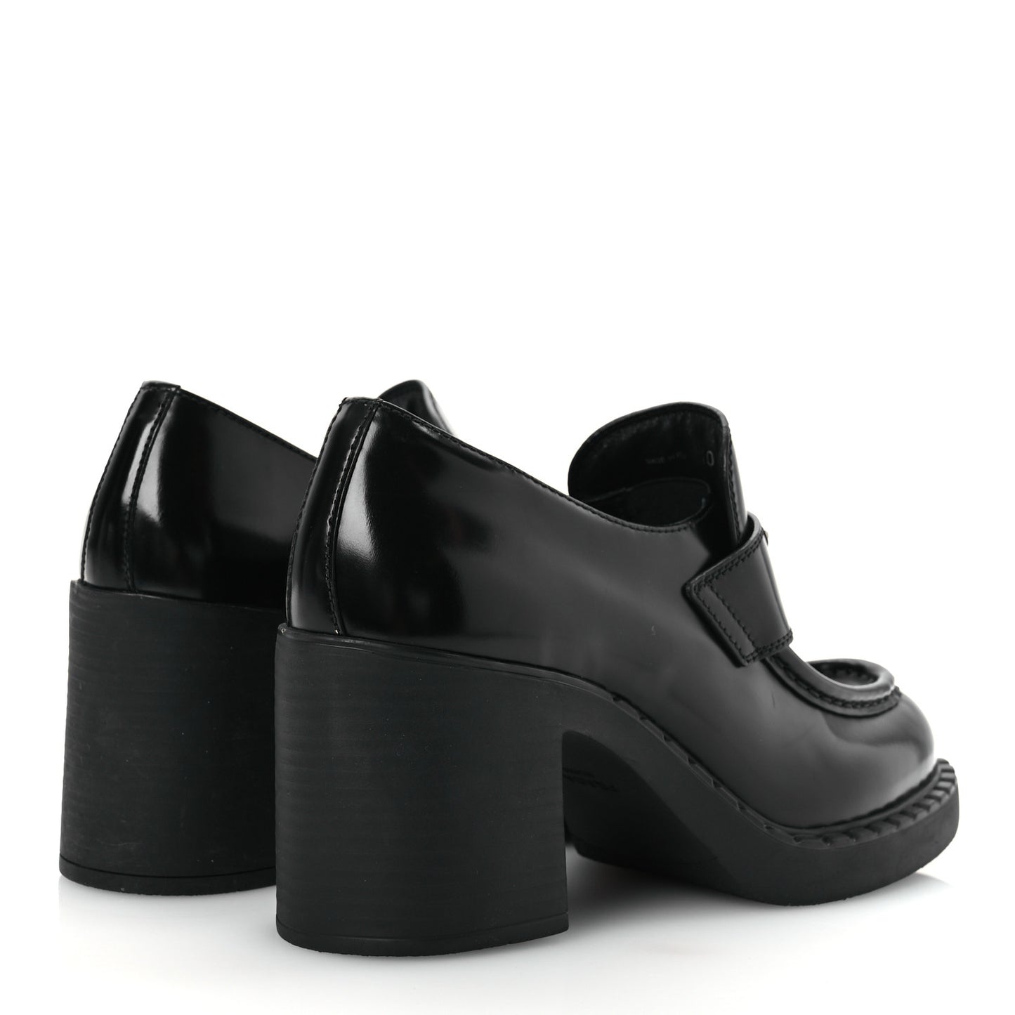 Spazzolato Metal Triangle Logo 85mm Loafers 40 Black