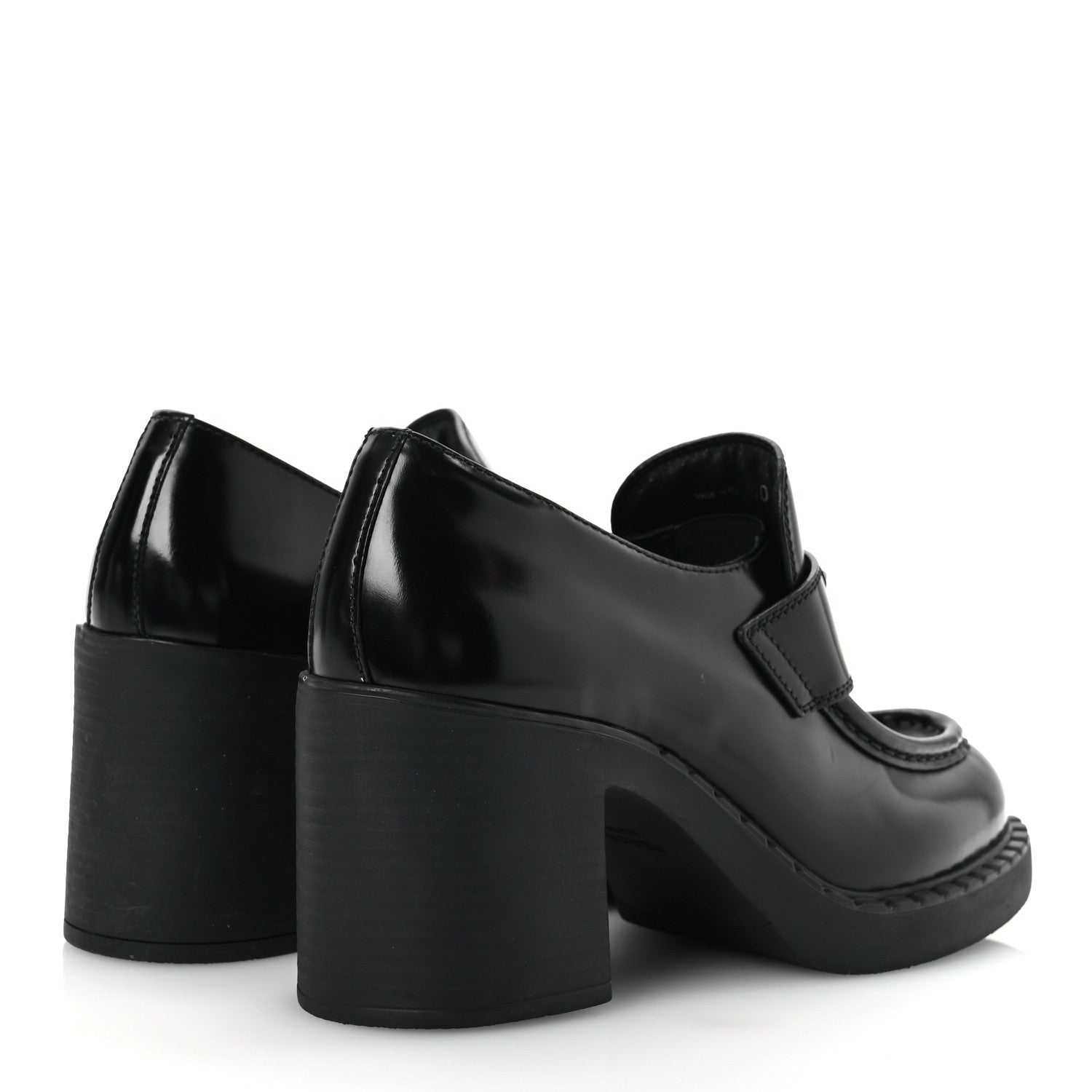 Prada Spazzolato Metal Triangle Logo 85mm Loafers 40 Black 5 of 12