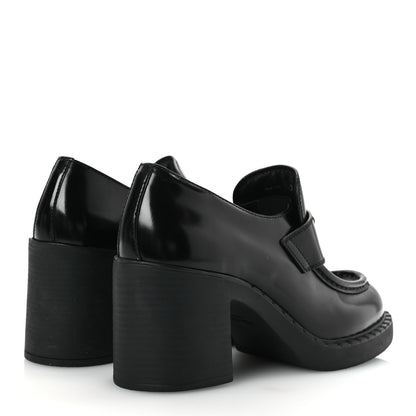 Prada Spazzolato Metal Triangle Logo 85mm Loafers 40 Black 5 of 12