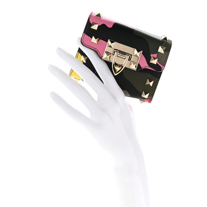 Valentino Garavani Nappa Canvas Camouflage Rockstud Flip Lock Wallet 2 of 9