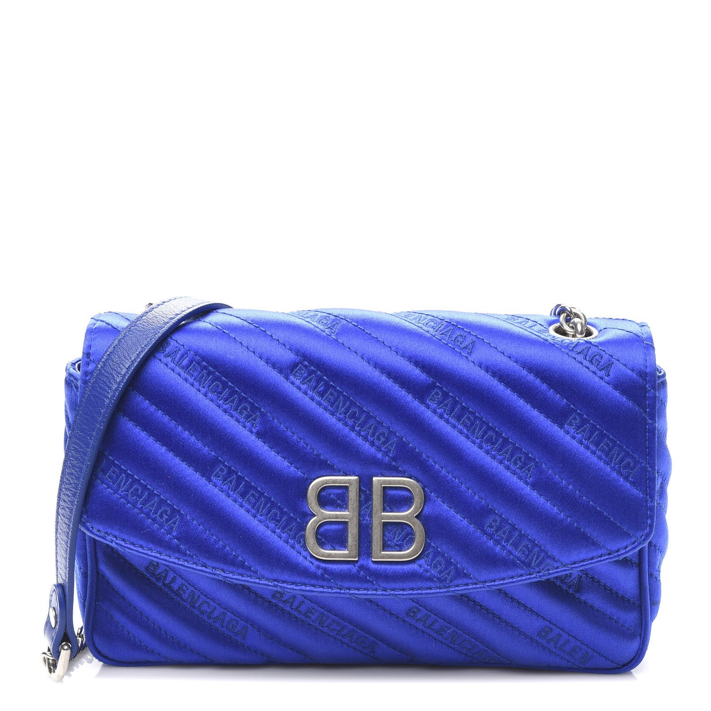 Satin Jacquard Logo Matelasse BB Chain Wallet Electric Bleu