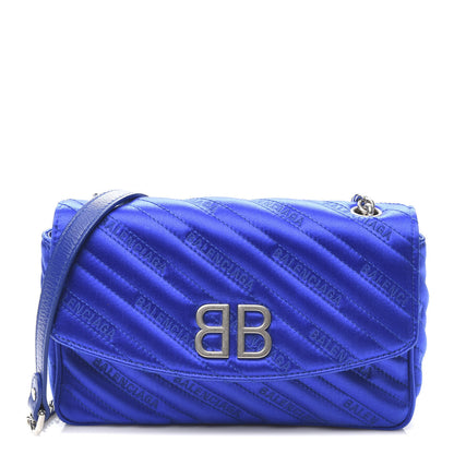 Balenciaga Satin Jacquard Logo Matelasse BB Chain Wallet Electric Bleu 1 of 10