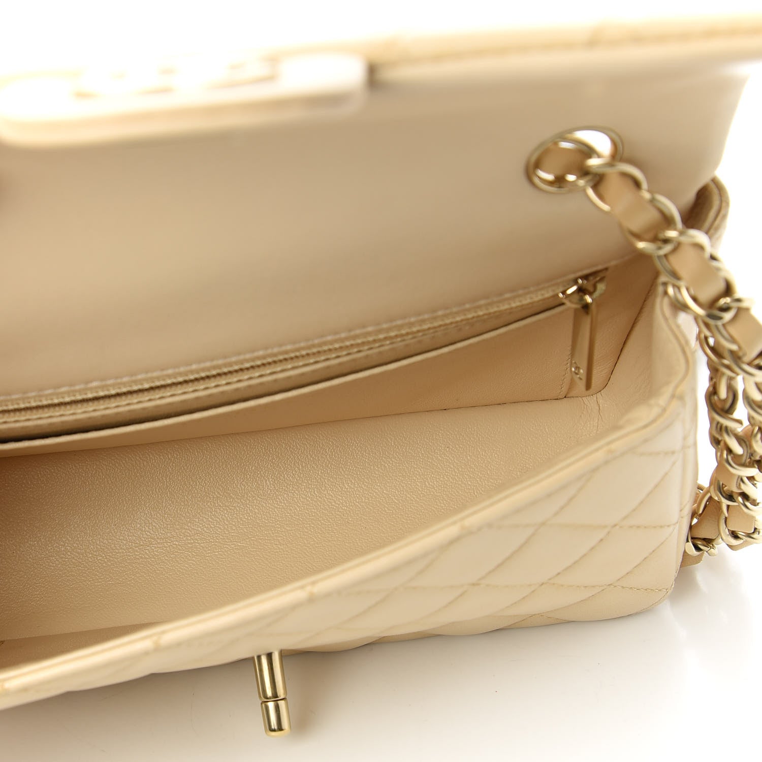 Chanel Lambskin Quilted Mini Rectangular Flap Beige 5 of 11