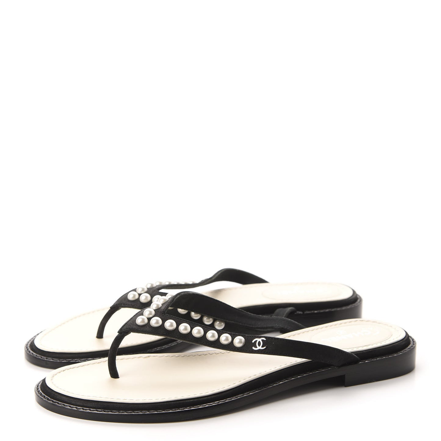 Suede Pearl Thong Sandals 39.5 Black