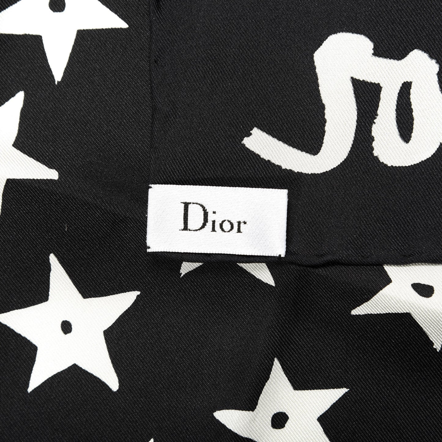 Silk Dior's Star Print Square Scarf Black