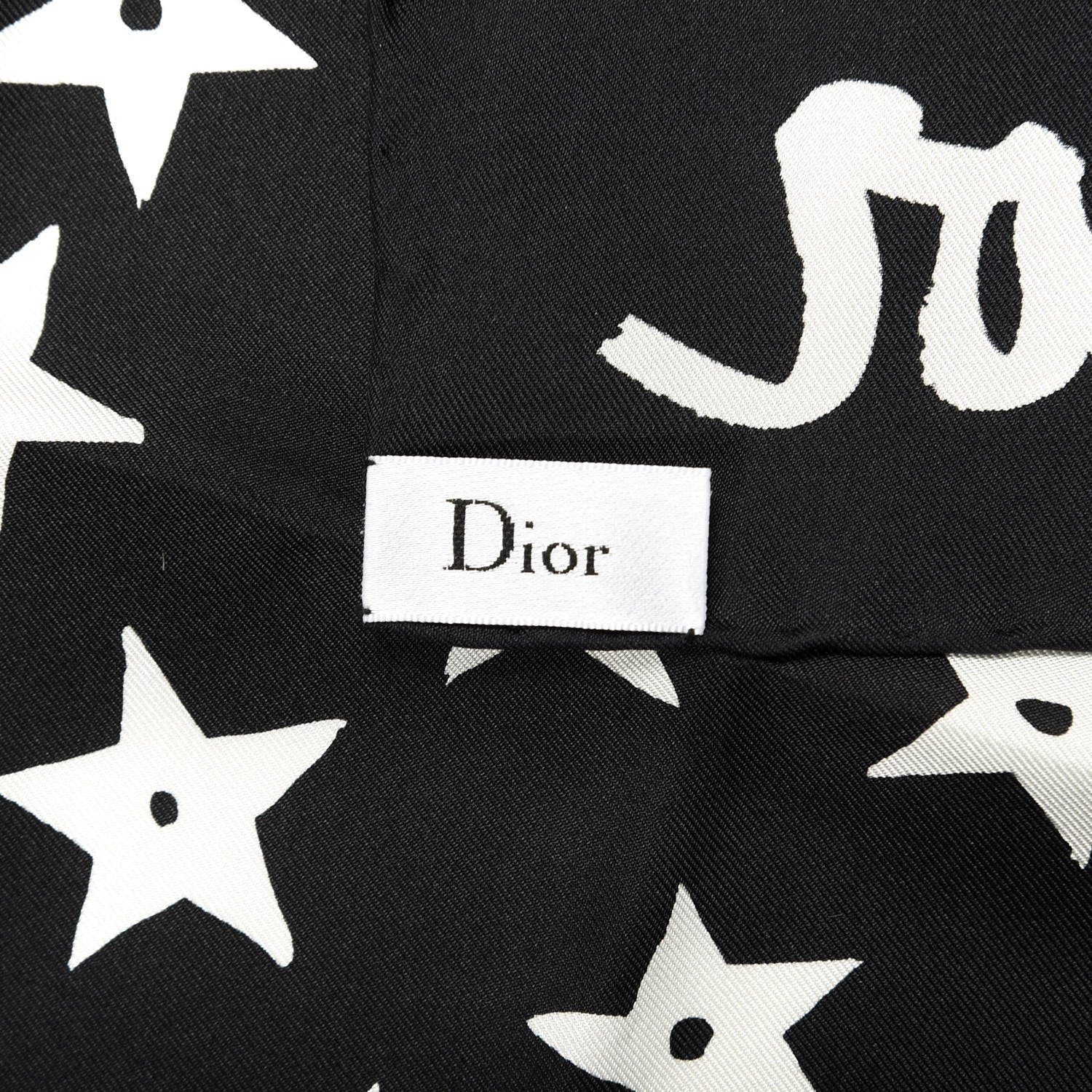 Christian Dior Silk Dior's Star Print Square Scarf Black 2 of 3