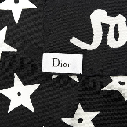 Christian Dior Silk Dior's Star Print Square Scarf Black 2 of 3