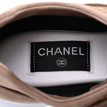 Chanel Suede Goatskin CC Sneakers 39 Dark Beige 7 of 9