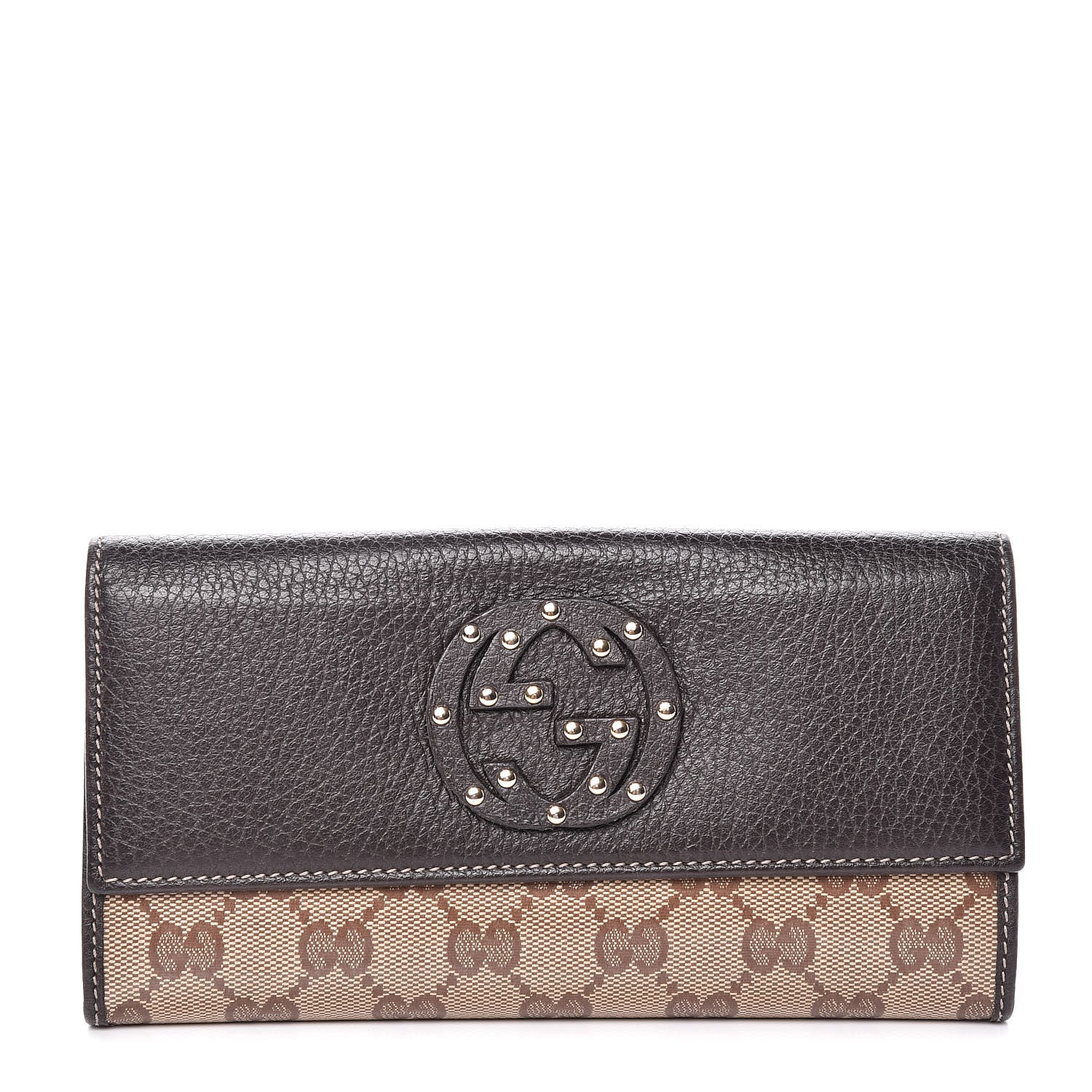 Gucci Calfskin Monogram Blondie Continental Wallet Dark Brown 1 of 9