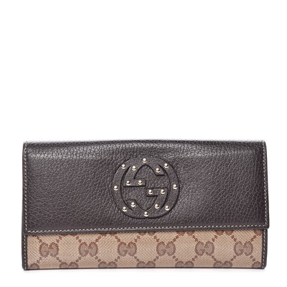 Gucci Calfskin Monogram Blondie Continental Wallet Dark Brown 1 of 9