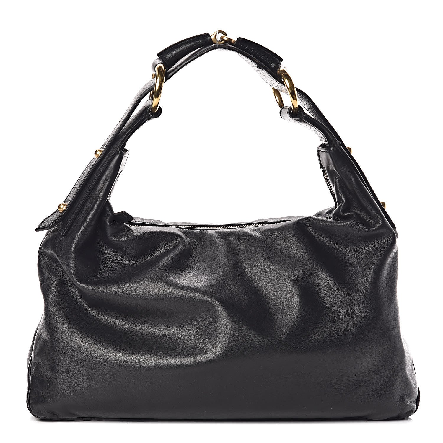 Gucci Calfskin Medium Horsebit Chain Hobo Black 1 of 16