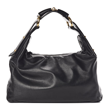 Gucci Calfskin Medium Horsebit Chain Hobo Black 1 of 16