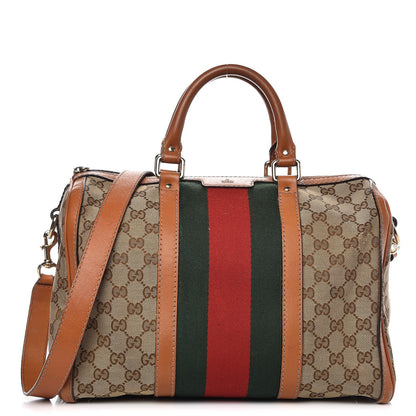 Gucci Monogram Vintage Web Medium Boston Tobacco 1 of 17