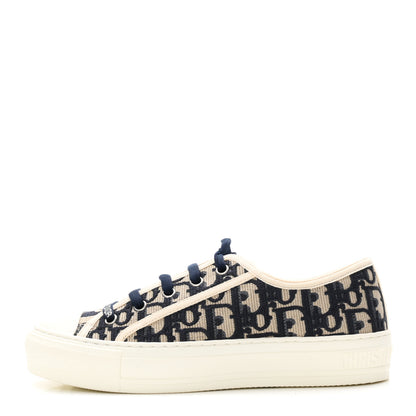 Christian Dior Canvas Oblique Walk'N'Dior Low Top Platform Sneakers 36.5 Deep Blue 1 of 9