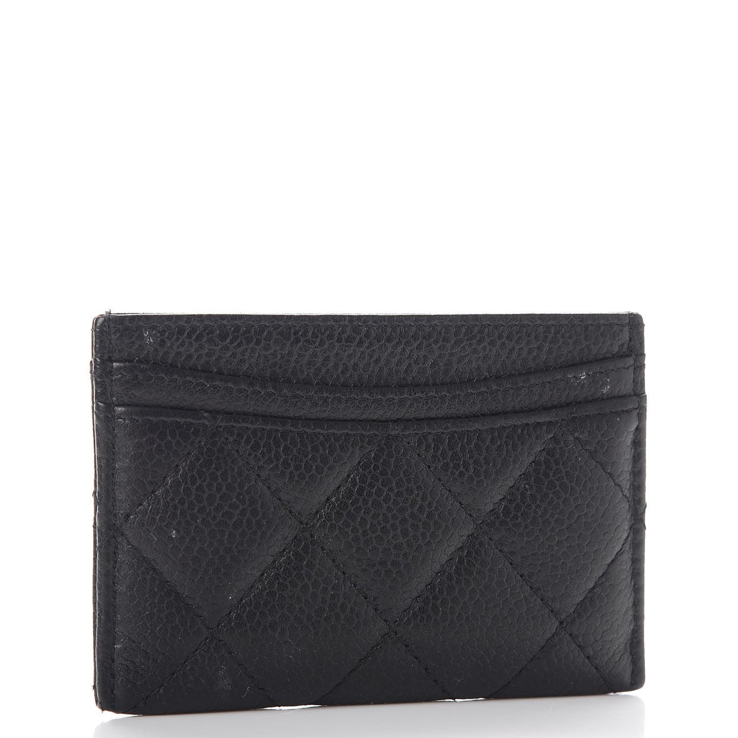 Caviar Quilted Card Holder Black