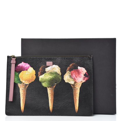 Dolce & Gabbana Vitello Stampato Ice Cream Pouch Black Multicolor 9 of 9