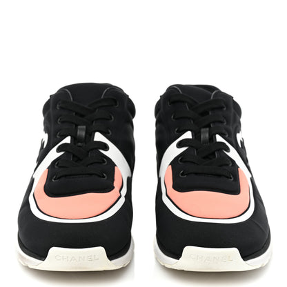 Chanel Lycra Fabric Womens CC Sneakers 38.5 Black White Pink 2 of 12