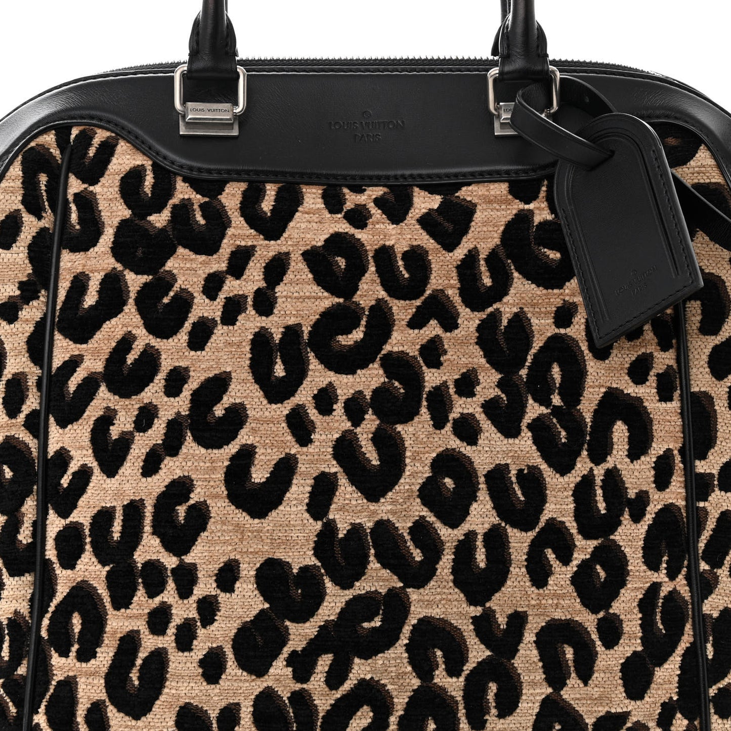 Jacquard Velvet Leopard Print Stephen Sprouse North South Bag Black