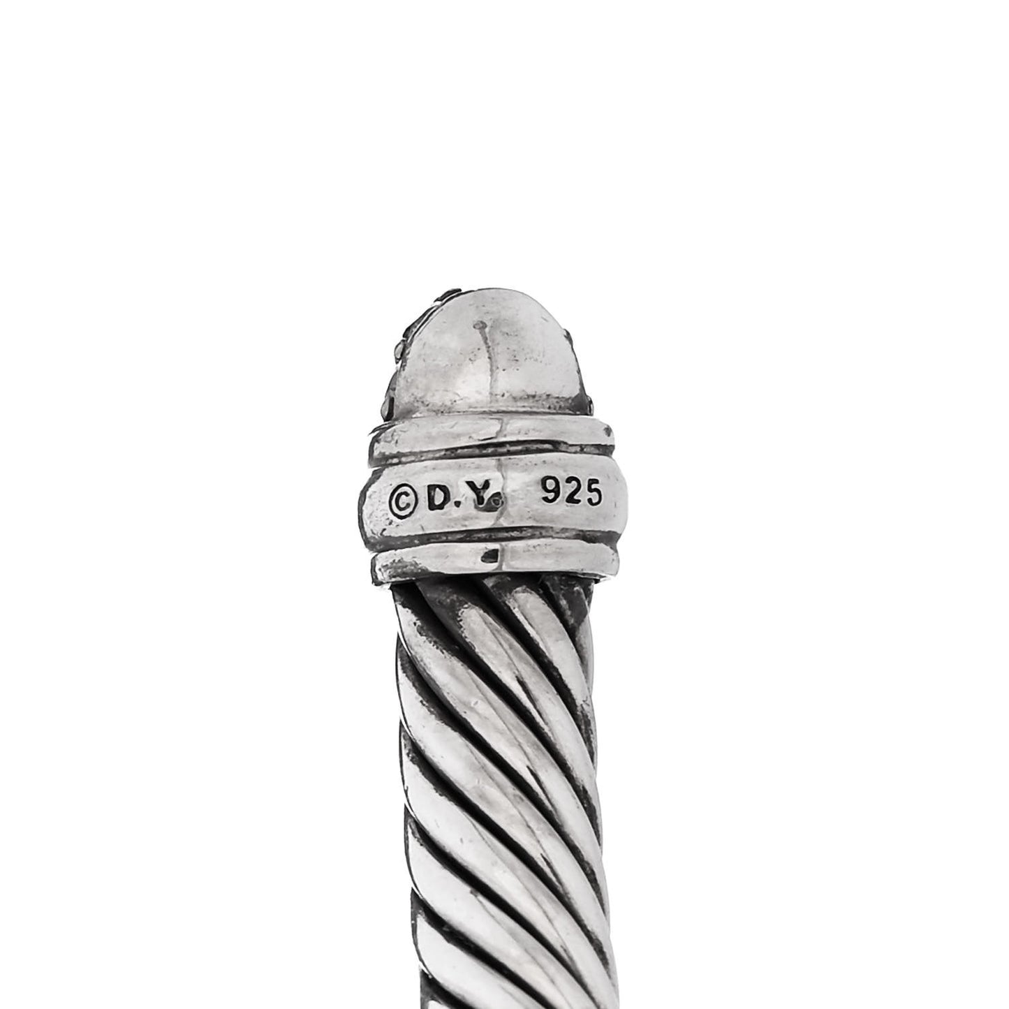 Sterling Silver Pave Diamond 5mm Cable Classics Bracelet