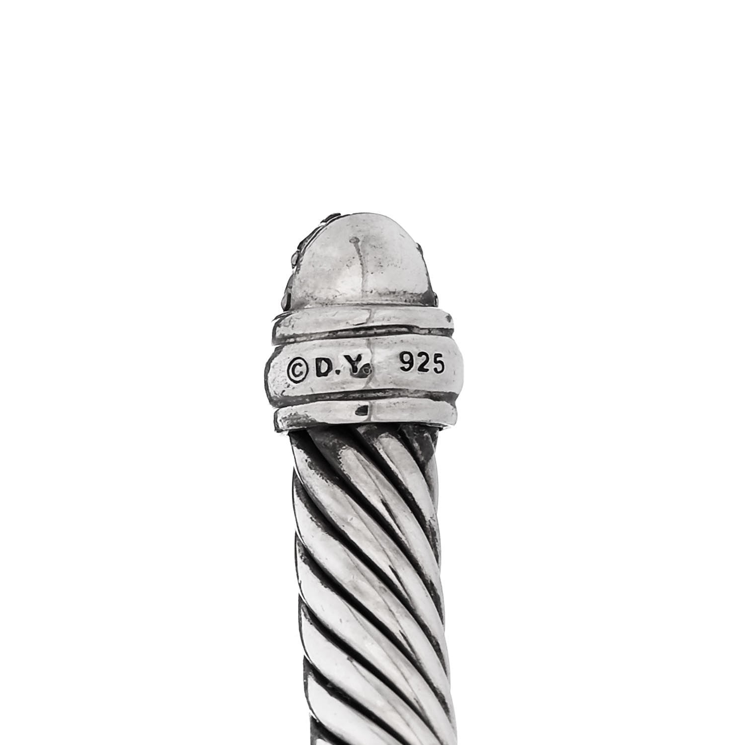 David Yurman Sterling Silver Pave Diamond 5mm Cable Classics Bracelet 3 of 3