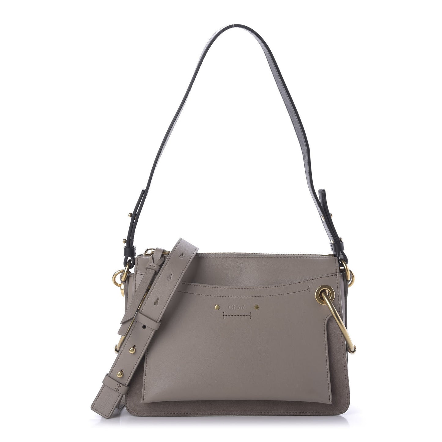 Calfskin Suede Small Roy Bag Motty Grey