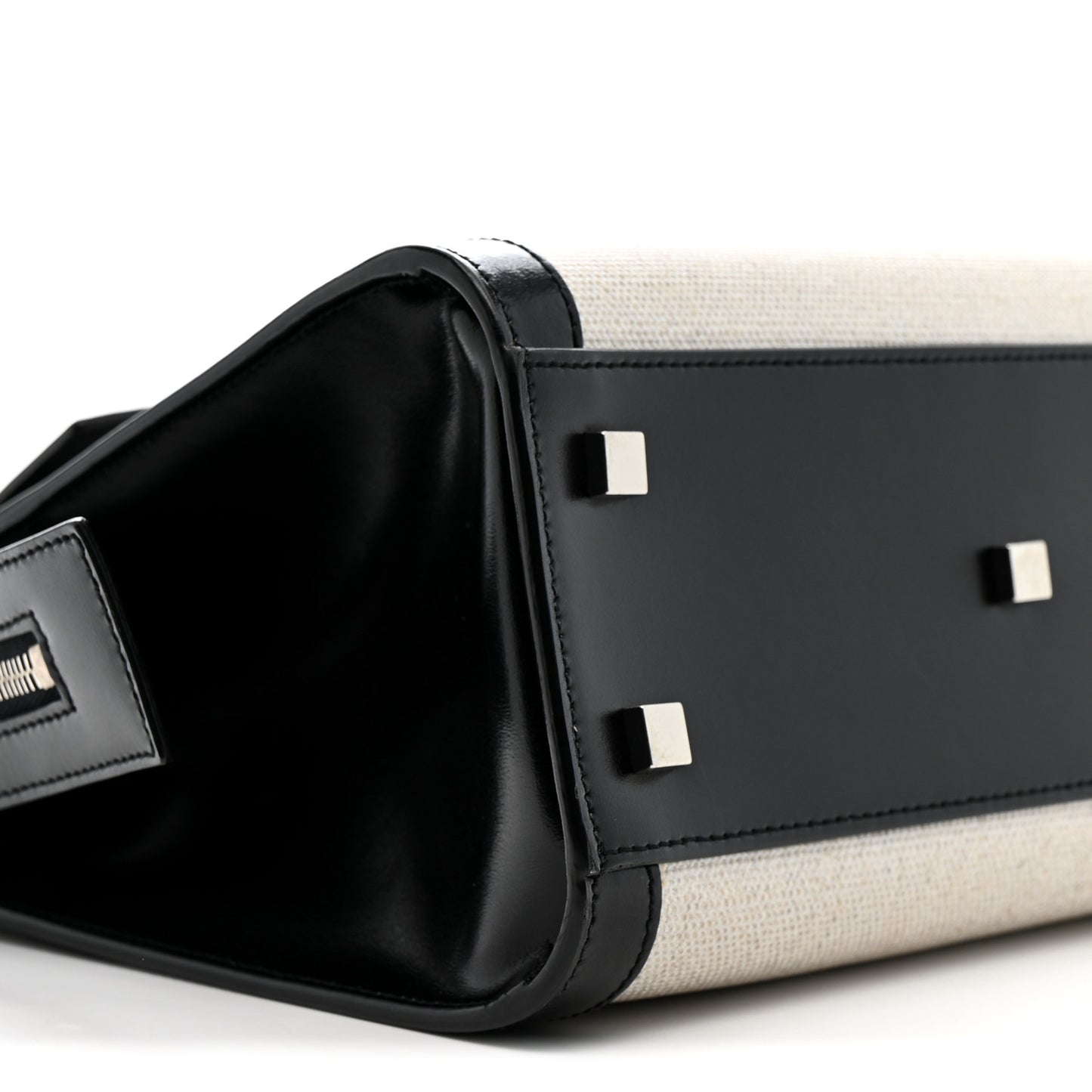 Canvas Calfskin Small Uptown Tote Black
