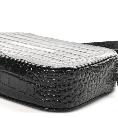 Balenciaga Shiny Calfskin Logo Crocodile Embossed S Everyday Camera Bag with Handle Black 8 of 8