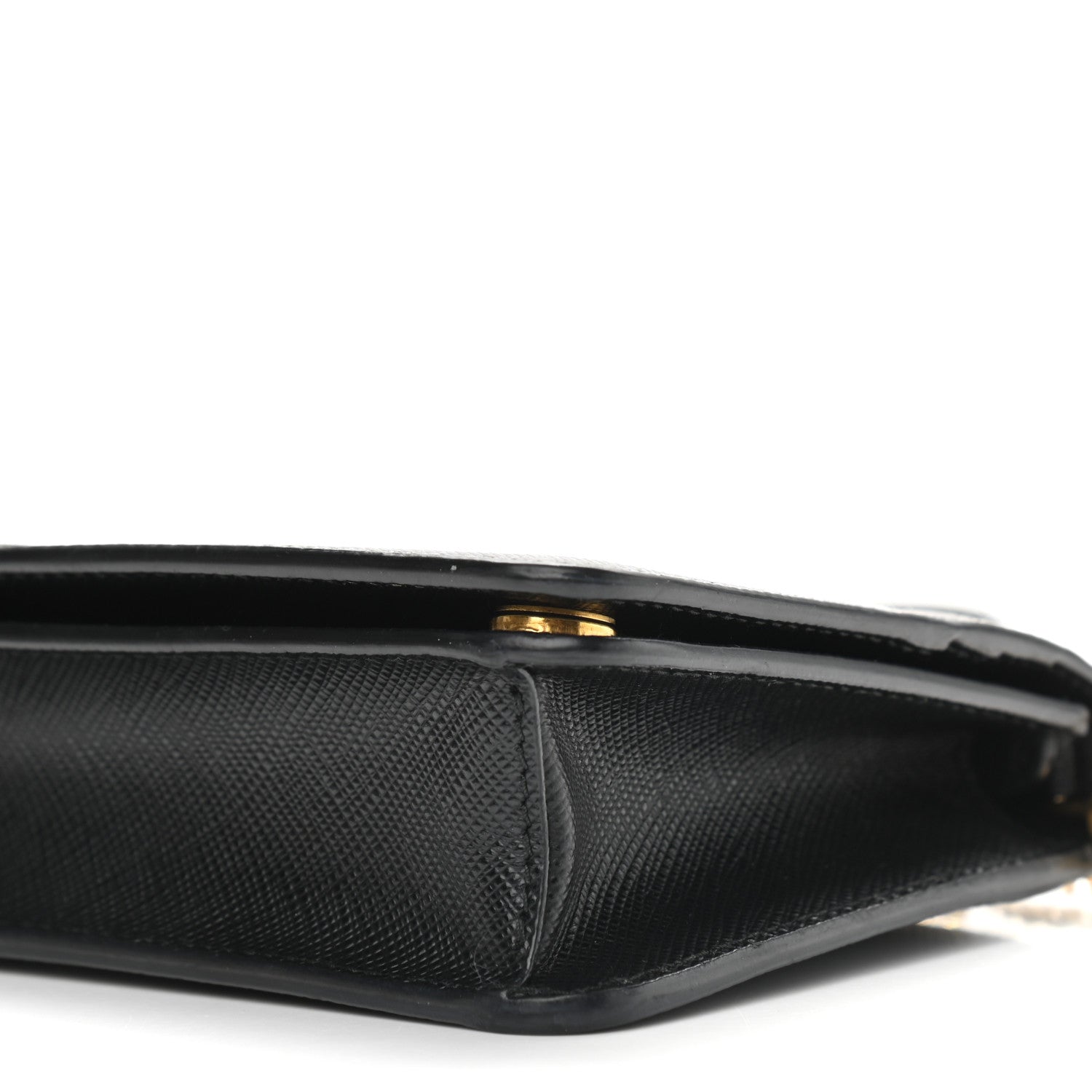 Prada Saffiano Shine Monochrome Chain Wallet Black 7 of 7