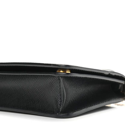 Prada Saffiano Shine Monochrome Chain Wallet Black 7 of 7