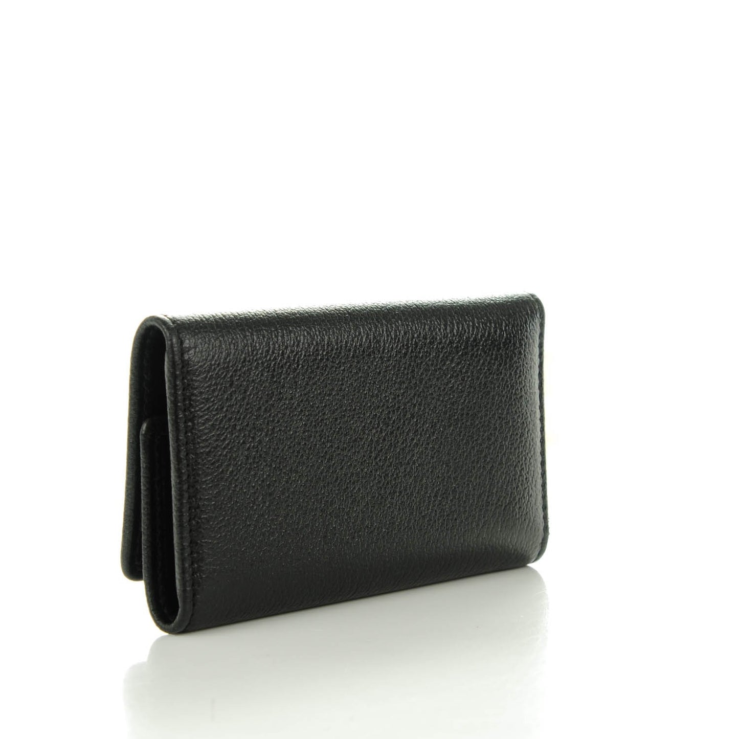 Goatskin Camellia Embossed 6 Key Holder Black