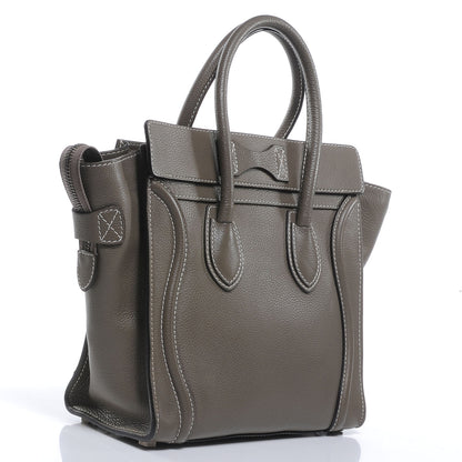 Celine Drummed Calfskin Micro Luggage Souris 3 of 8