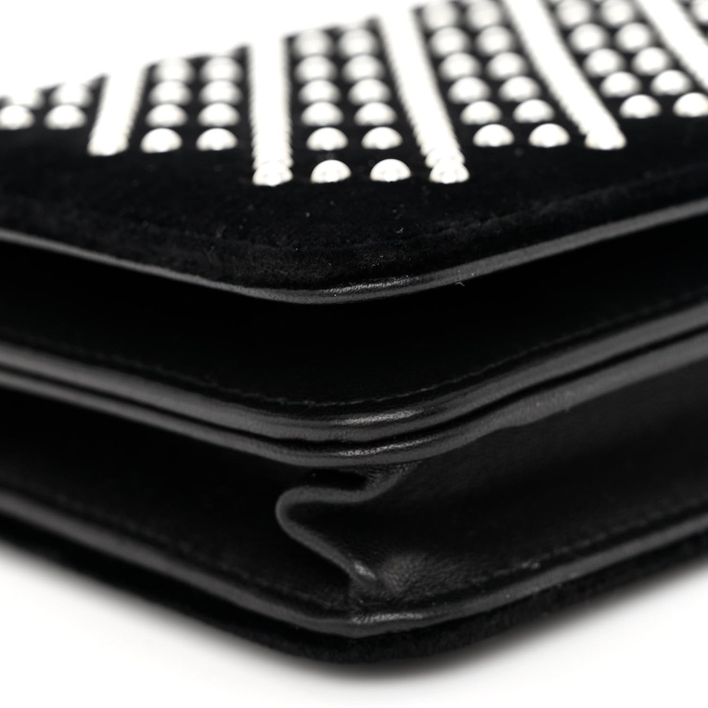 Velvet Pearl Diamond Embellished Wallet On Chain WOC Black