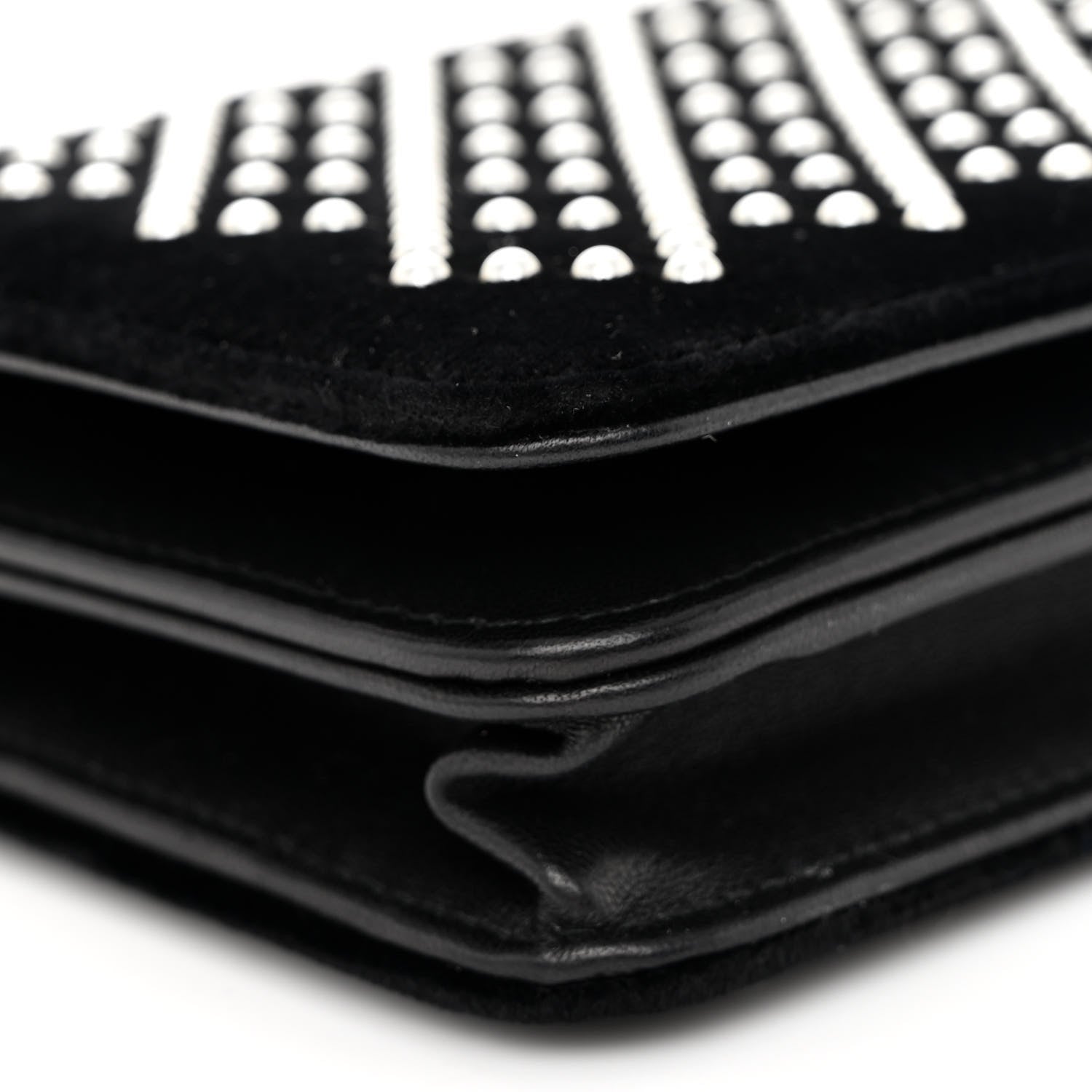 Chanel Velvet Pearl Diamond Embellished Wallet On Chain WOC Black 10 of 13