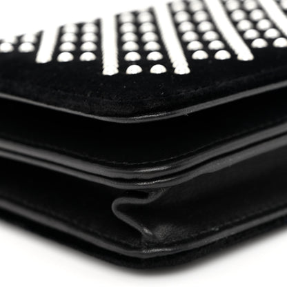 Chanel Velvet Pearl Diamond Embellished Wallet On Chain WOC Black 10 of 13