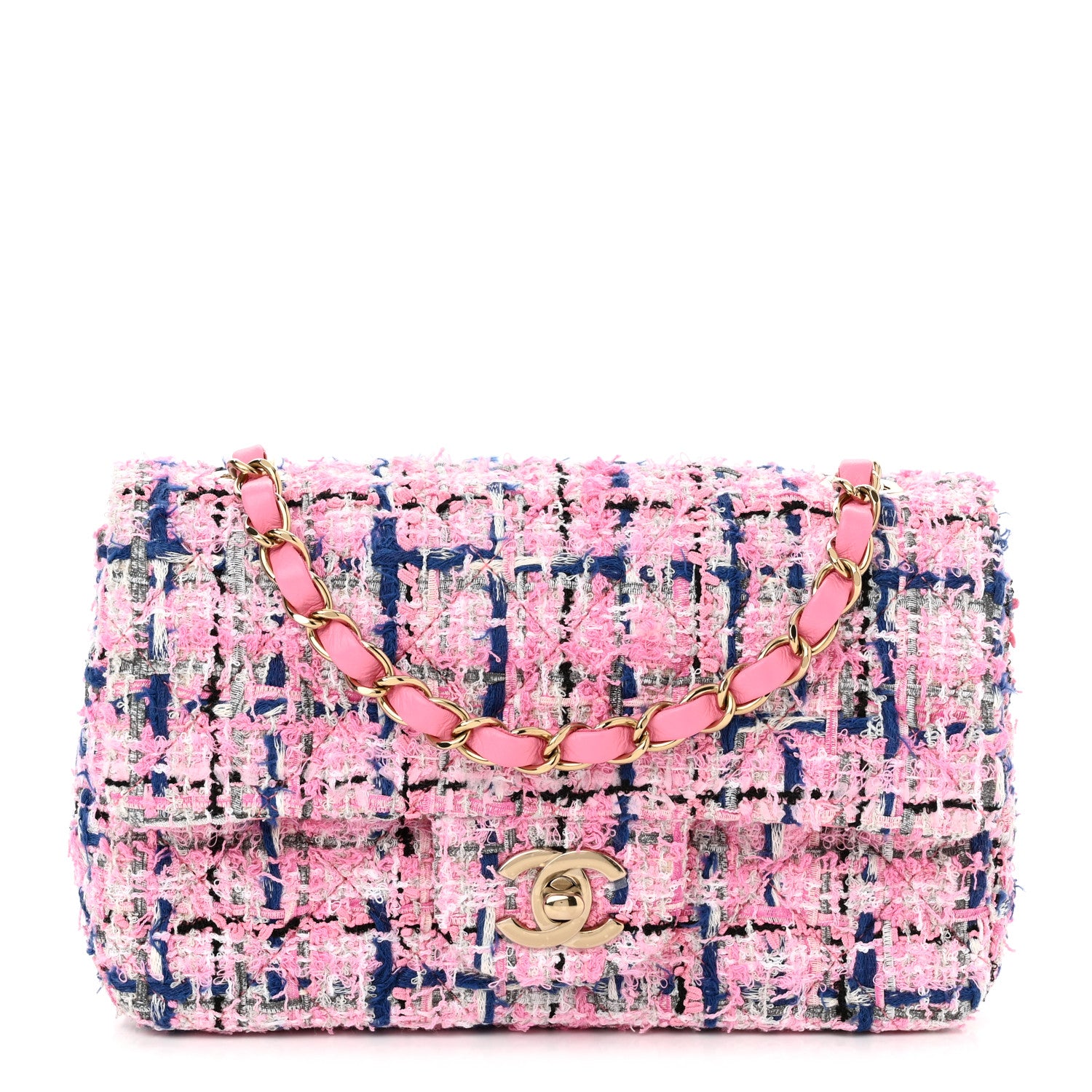 Chanel Tweed Quilted Mini Rectangular Flap Pink Multicolor 1 of 11