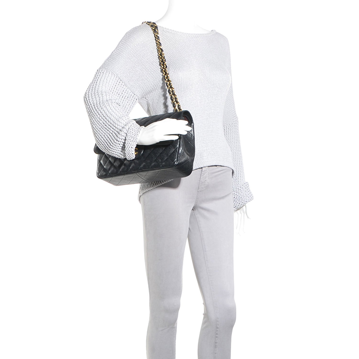 Chanel Caviar Quilted Jumbo Double Flap Black 2 of 8