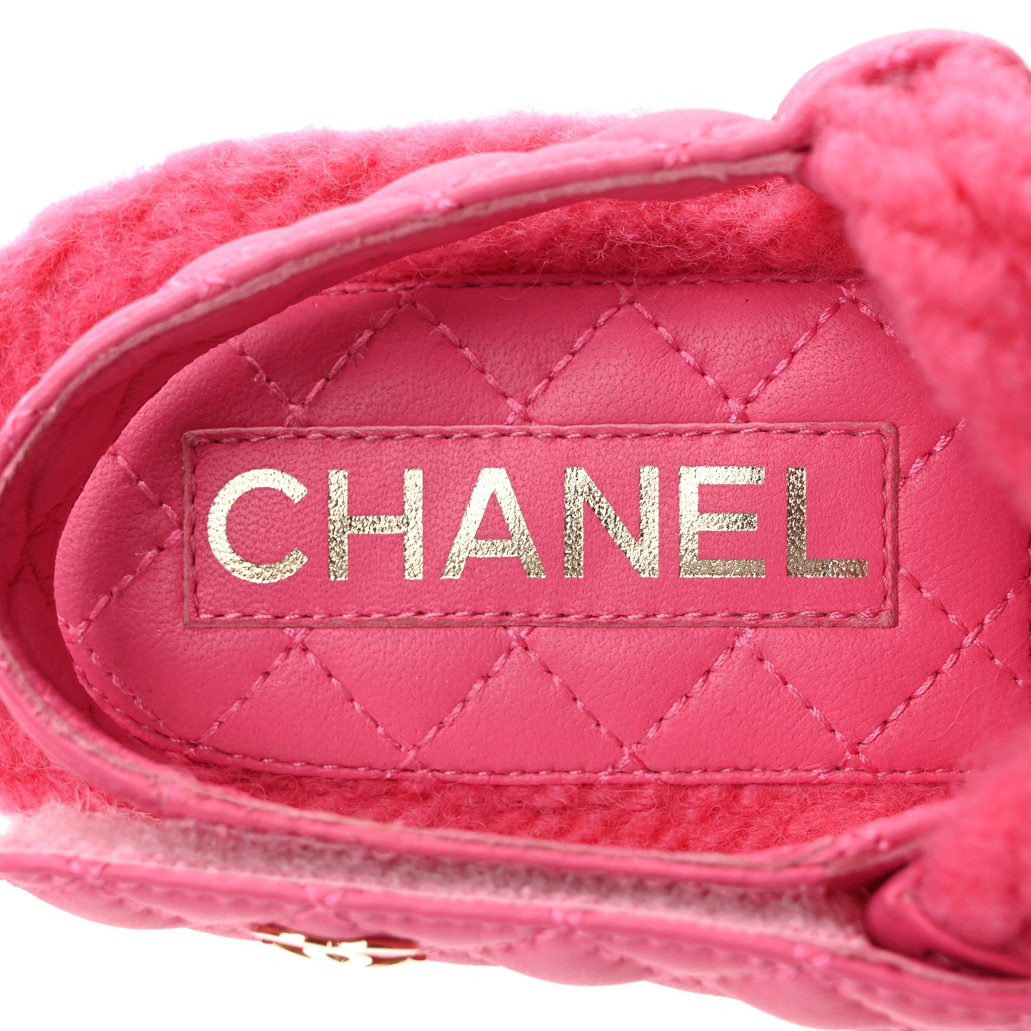 Cord Lambskin Quilted Logo Sandals 37 Pink