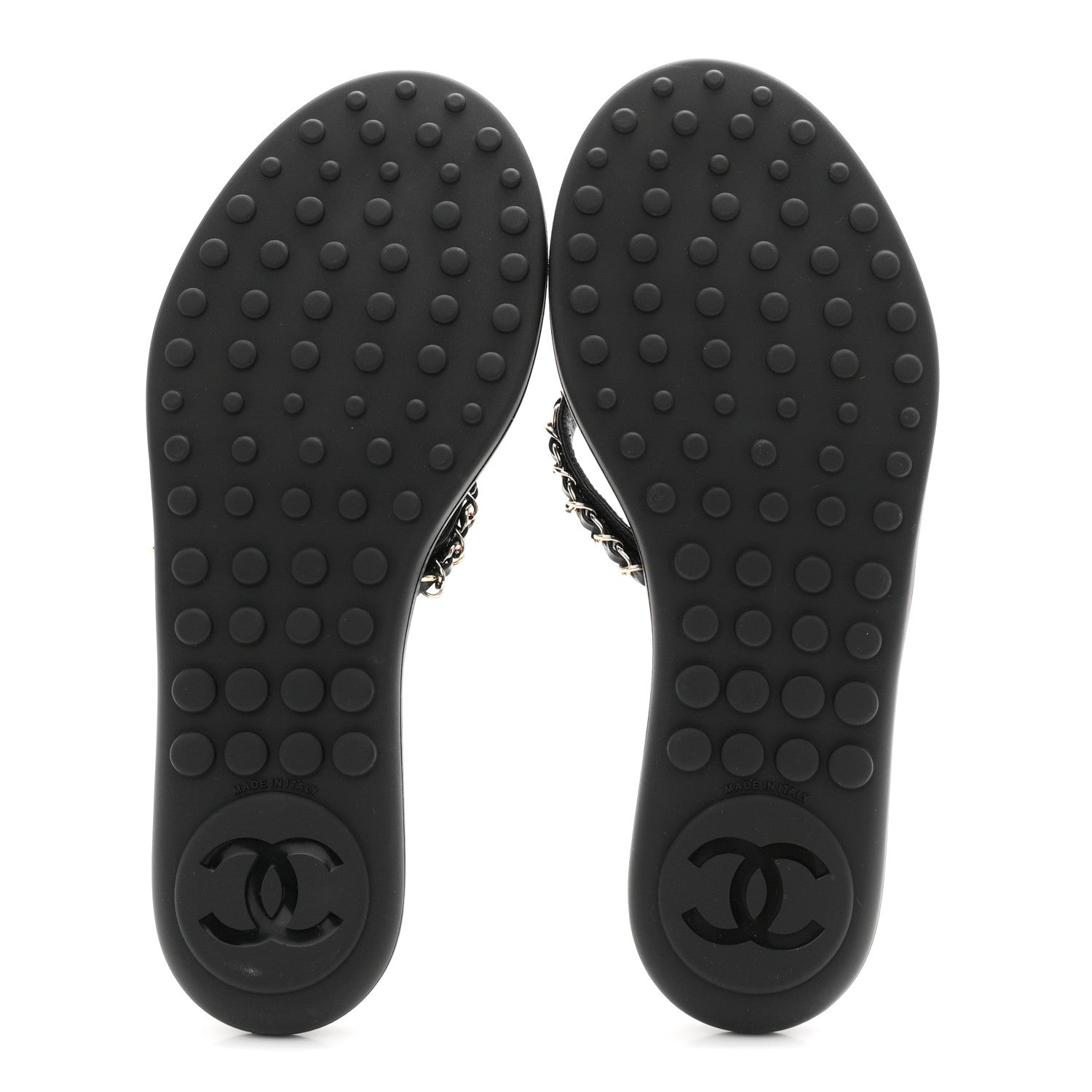 Chanel Lambskin CC Chain Thong Sandals 39 Black 6 of 10