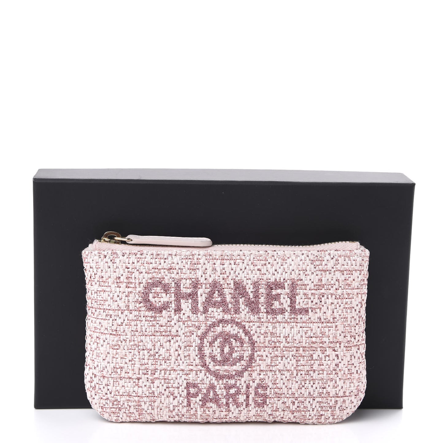 Woven Straw Raffia Deauville Cosmetic Pouch Pink